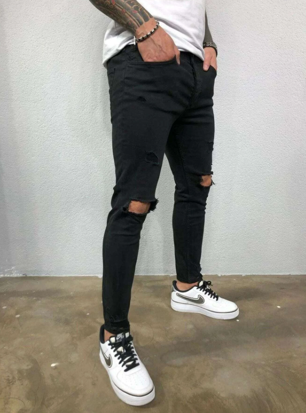 Ripped Street Jeans | Skinny Fit Denim | Destroyed Knieën & Vervaagde Wassing