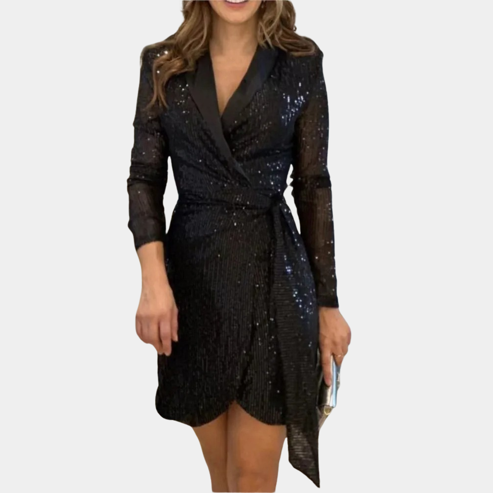 Midnight Glam Jurk | Pailletten & Wikkelstijl | Avond Elegantie