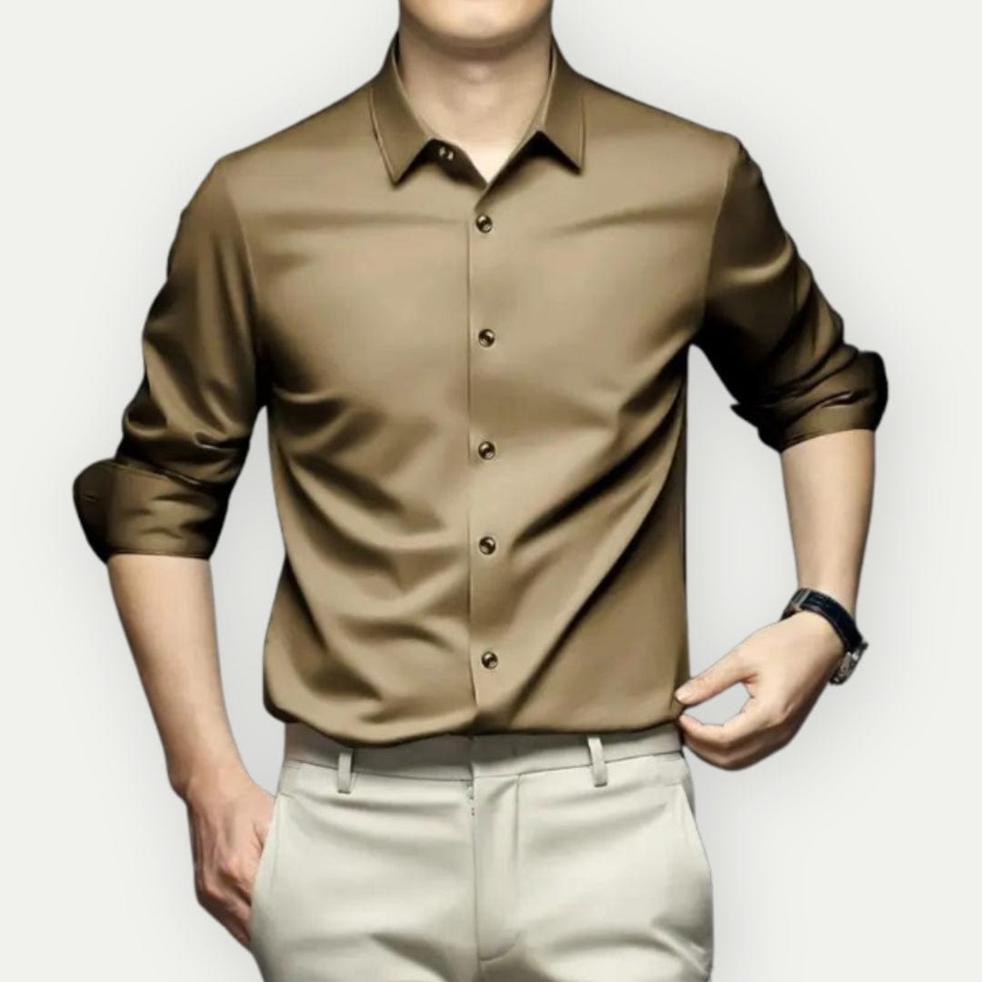 Milano Satin Shirt | Slim Fit | Gladde Luxe Uitstraling