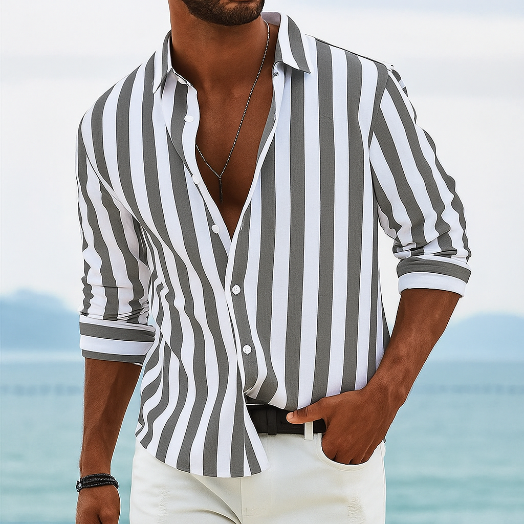 Coastline Stripe Shirt | Verticale Strepen | Zomerse Elegantie