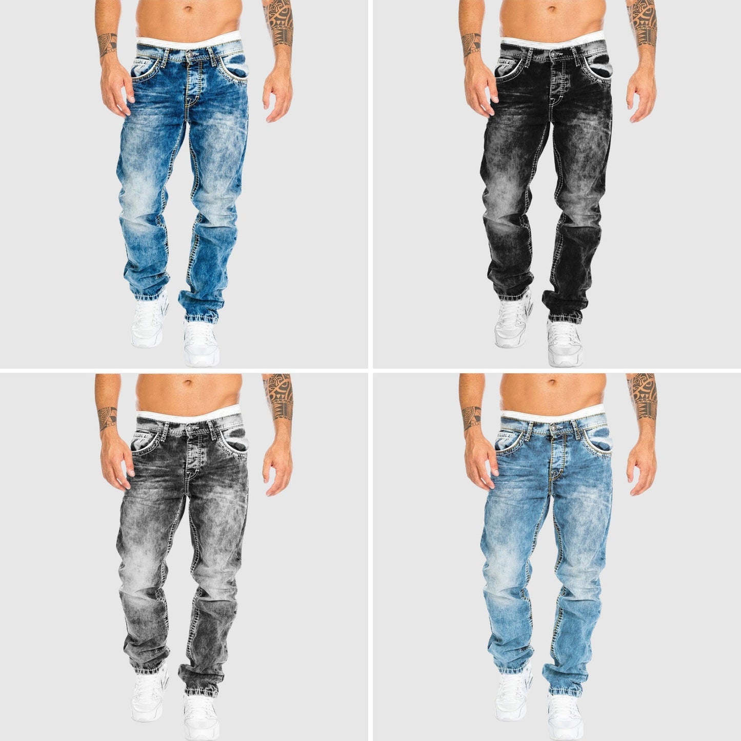 Jeans met gedragen design en comfortabele pasvorm