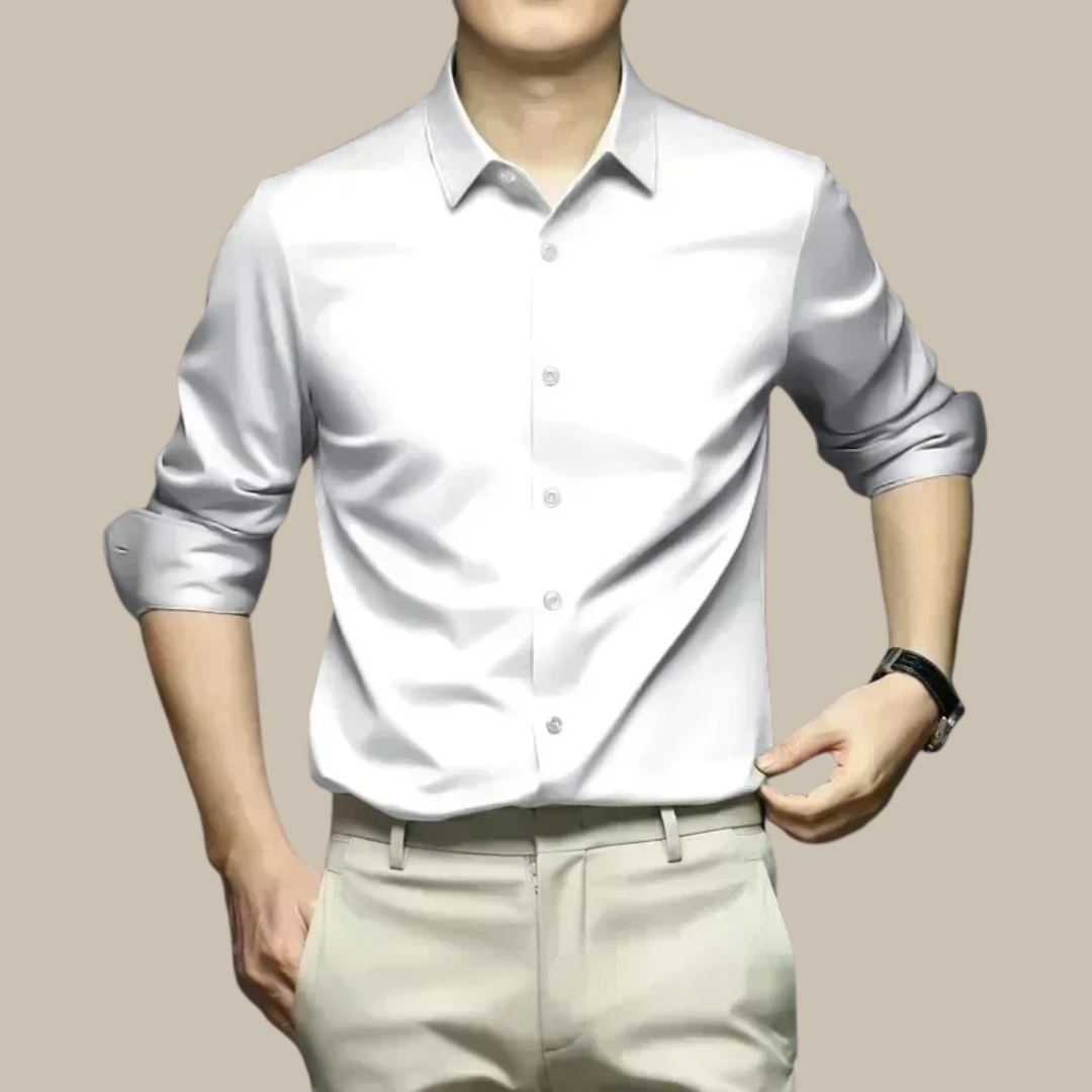 Heren Satijnen Overhemd | Gladde Afwerking | Luxe Smart Casual Look