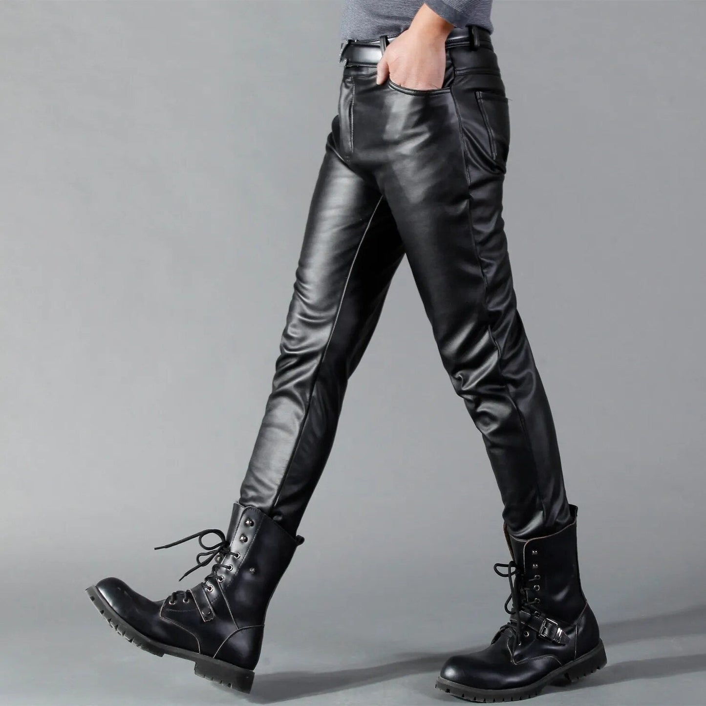 Heren Slim Fit Leren Broek | Stijlvol & Edgy | Kunstleer