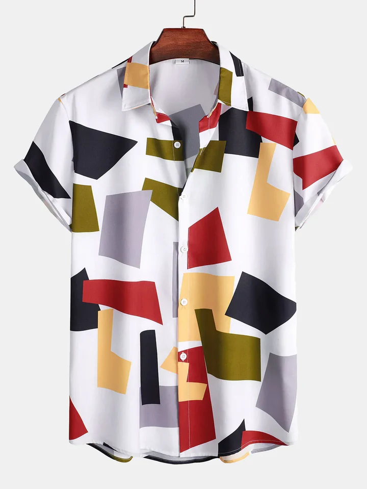 Heren Geometrisch Print Overhemd | Relaxed Fit | Bold Summer Streetstyle