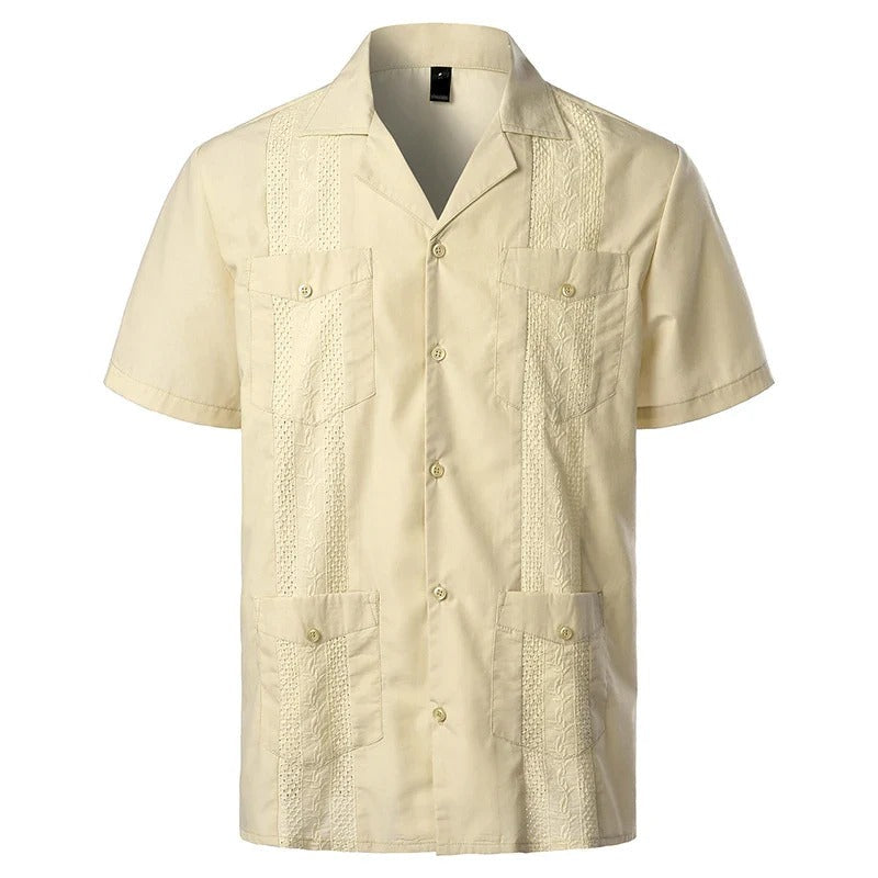 Heren Guayabera Overhemd | Borduurdetail & Opgestikte Zakken | Tropische Elegantie