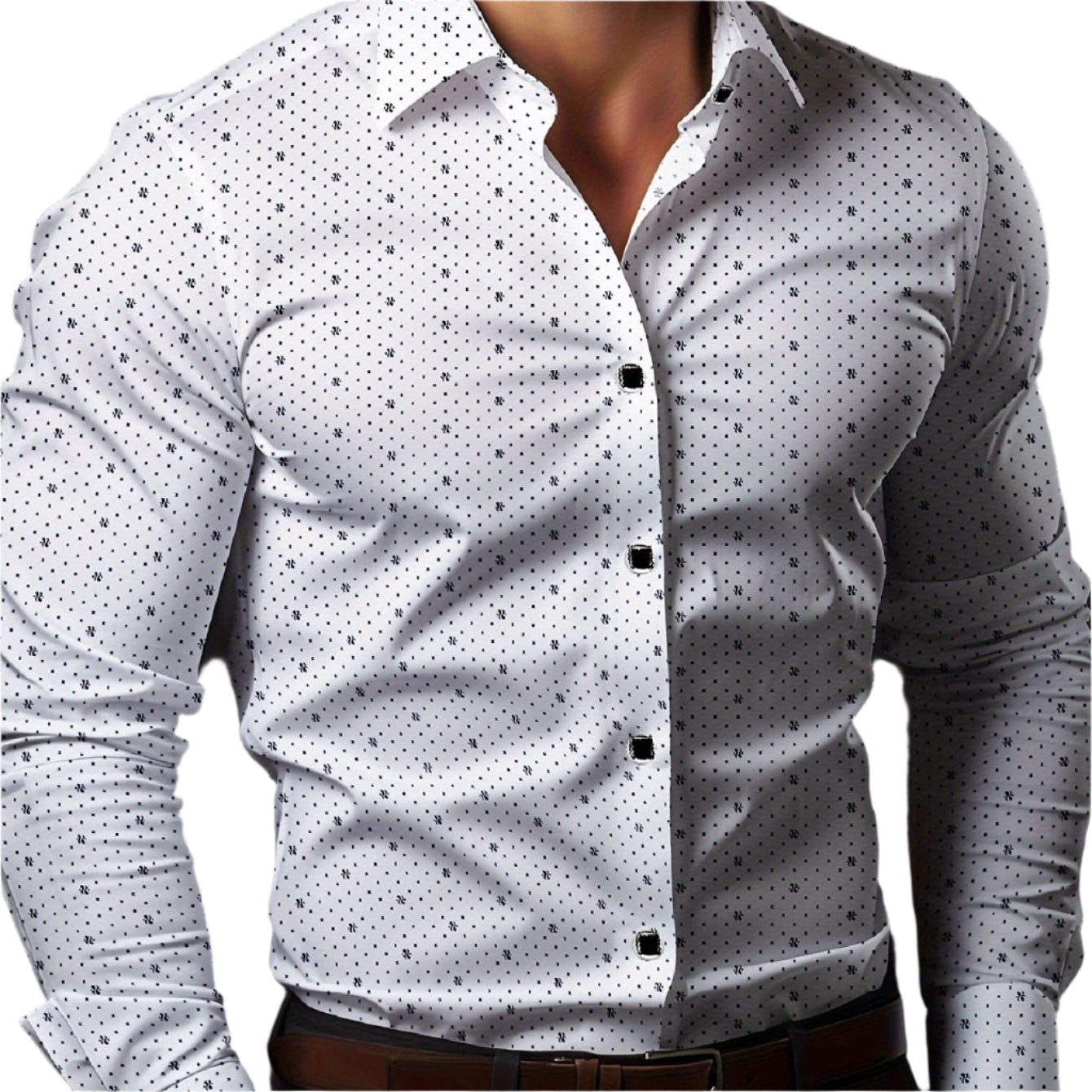 Overhemd | Katoenmix | Slim Fit met Stippenprint