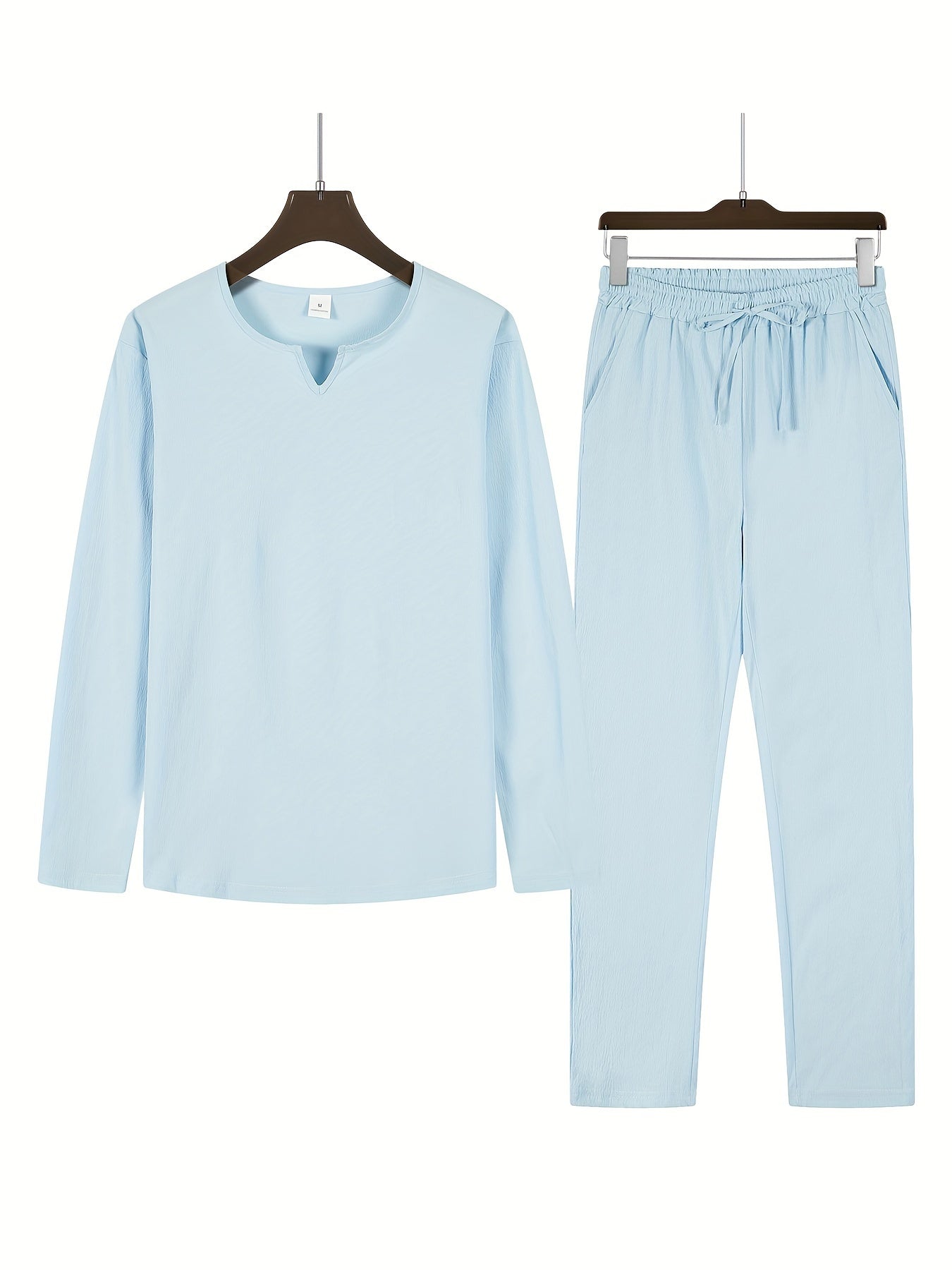 Linnenlook Lounge Set voor Heren | Tuniekstijl Shirt & Relaxed Fit Broek | Zomerse Co-ord Essentials