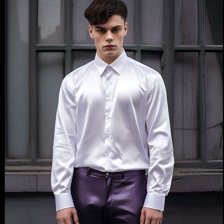 Shirt met glanzende afwerking en lange mouwen