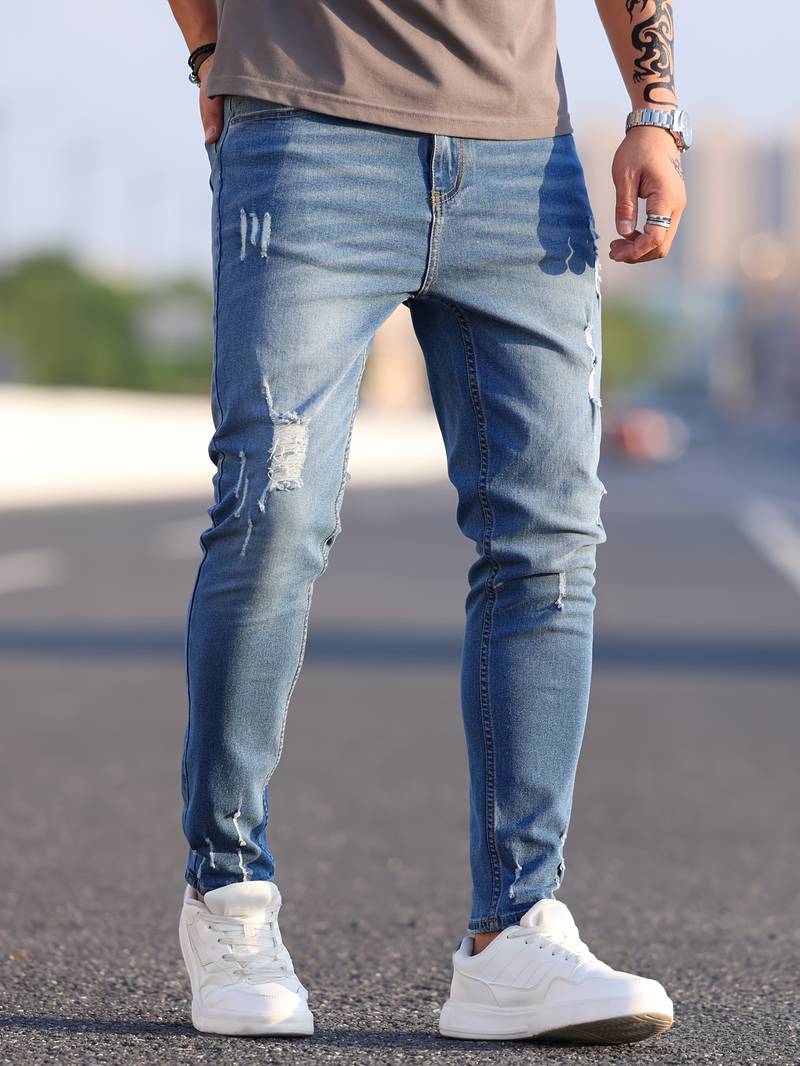Heren Skinny Jeans met Beschadigde Details | Stretch Denim | Urban Streetwear Vibe
