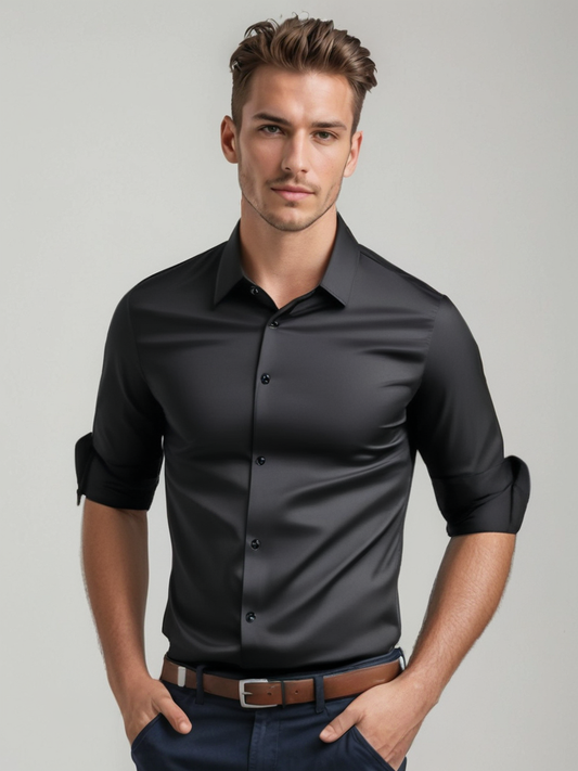 Milano Satin Shirt | Slim Fit | Gladde Luxe Uitstraling