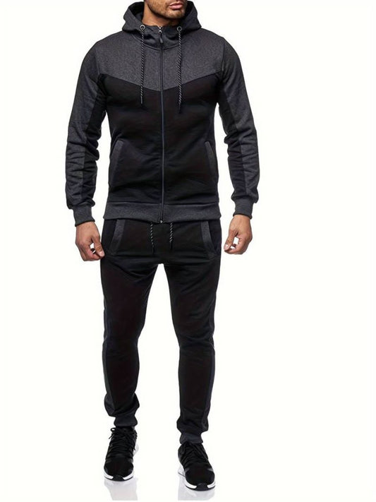 Colorblock Zip Hoodie Set | Performance Streetwear | Slim Fit Power Look