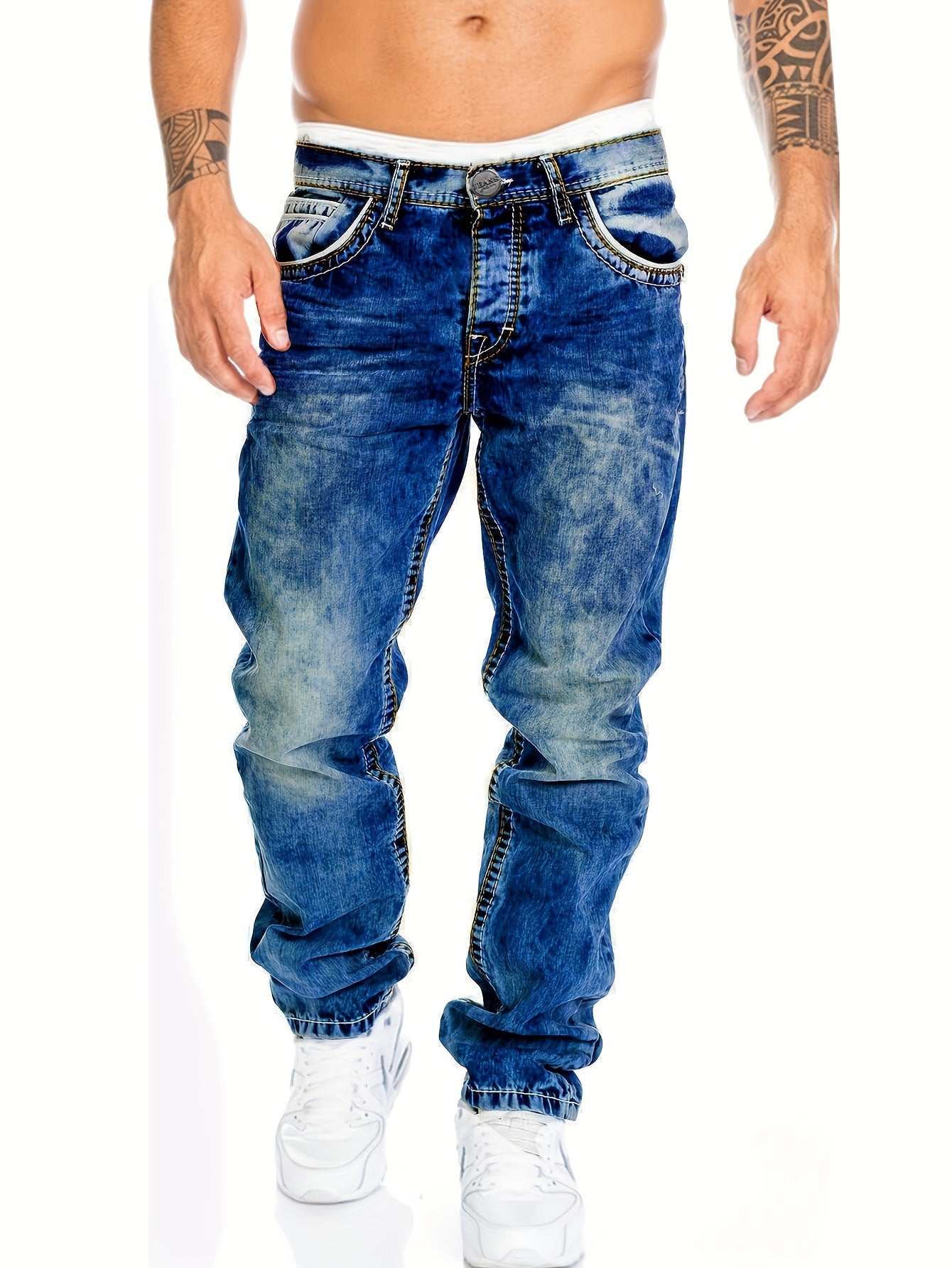 Acid Wash Jeans Heren | Katoenmix | Tapered Fit met Stoere Look