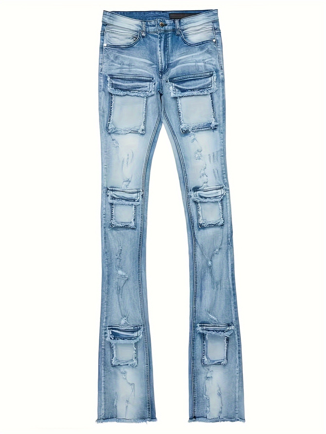 Heren Ripped Cargo Jeans | Slim Fit | Streetwear Denim