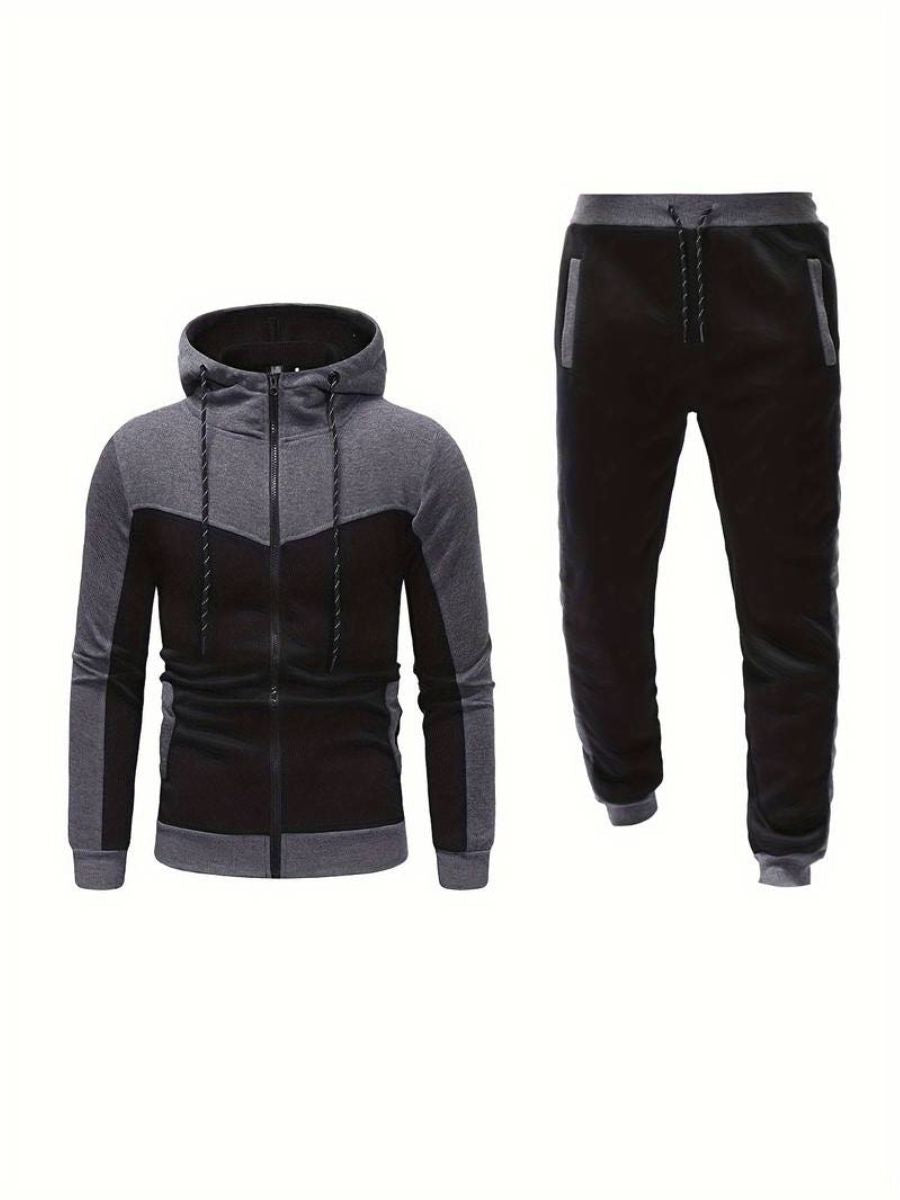 Colorblock Zip Hoodie Set | Performance Streetwear | Slim Fit Power Look