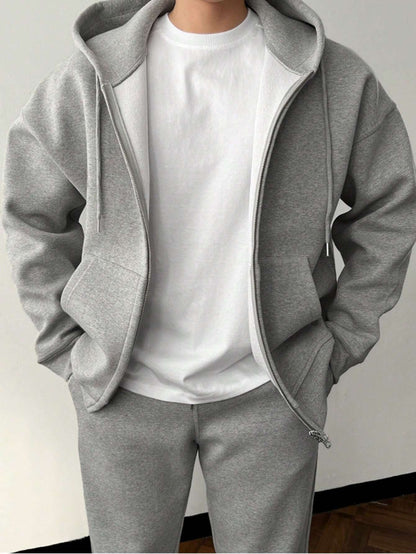 Heren Trainingspak met Rits Hoodie | Comfort Fit | Minimalistische Loungewear Set