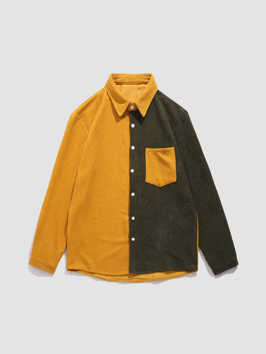Panel Cord Shirt | Colorblock Corduroy | Retro Contraststijl