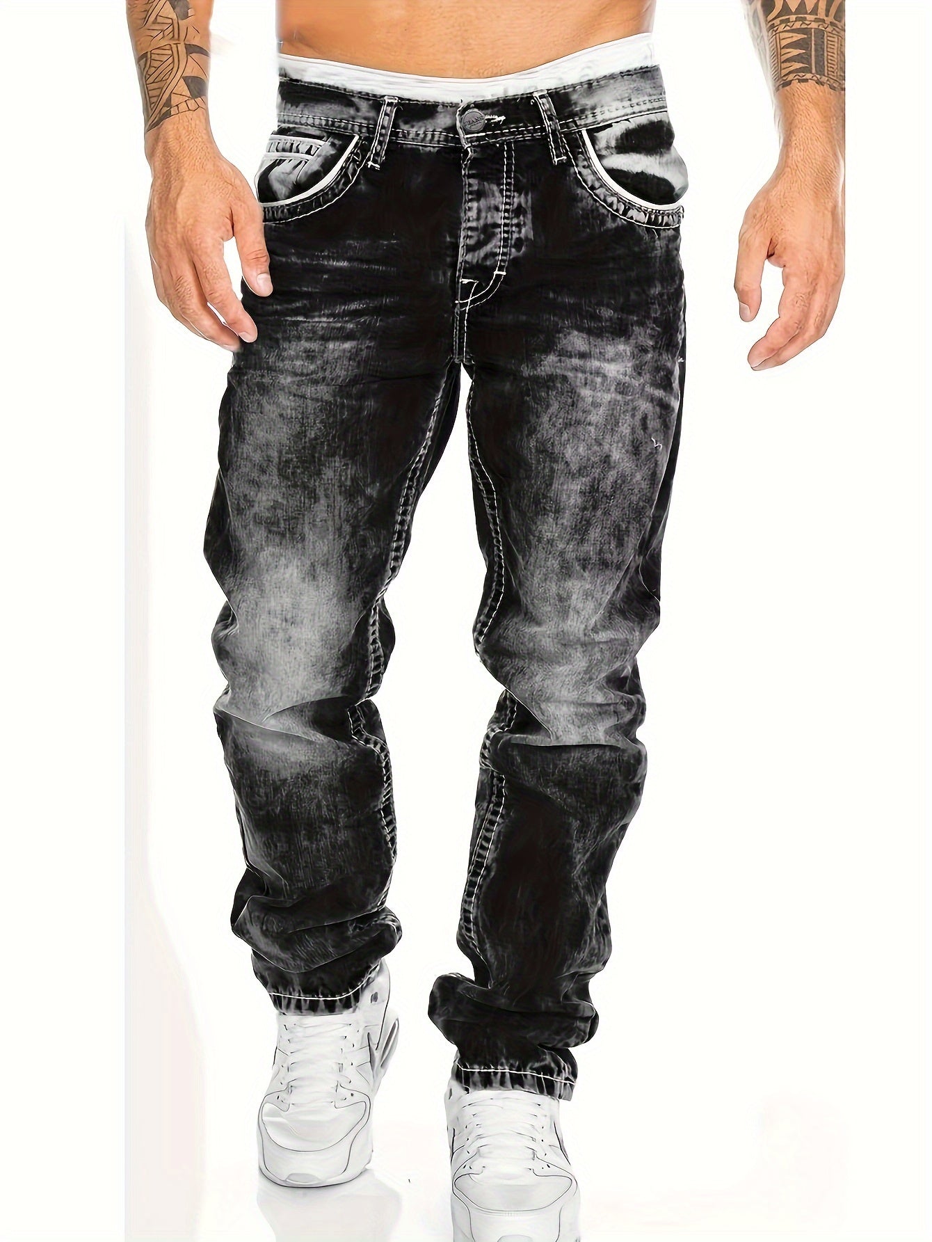 Acid Wash Jeans Heren | Katoenmix | Tapered Fit met Stoere Look