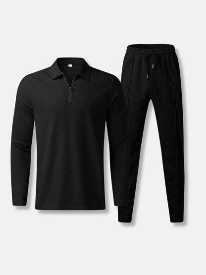 Gebreide Lounge Set | Half-Zip Polo & Jogger | Luxe Minimal Look