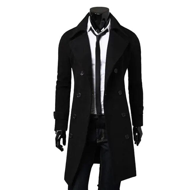 Heren Trenchcoat Lang | Slim Fit | Klassieke City Look
