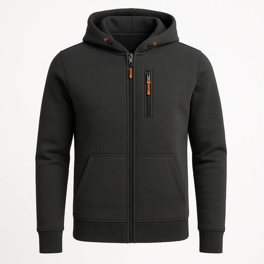 Sweatshirt met capuchon, rits en zakken