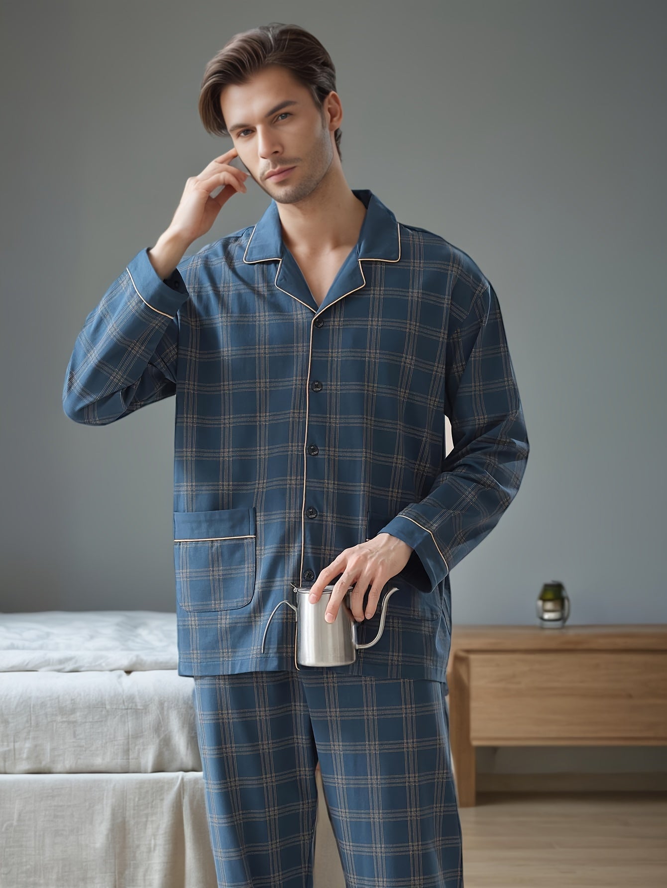 Heren Pyjama Set | Klassiek & Comfortabel | Zachte Stof