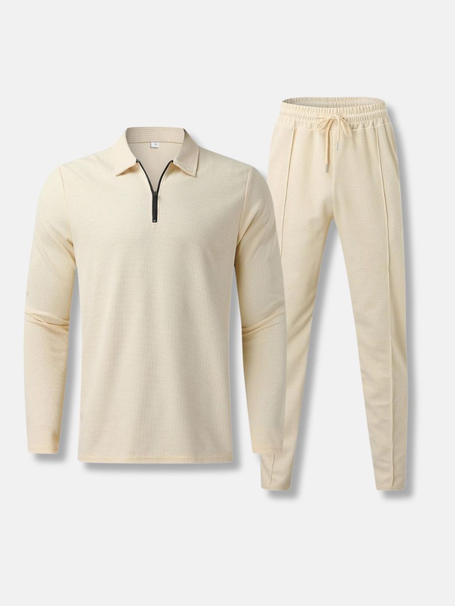 Gebreide Lounge Set | Half-Zip Polo & Jogger | Luxe Minimal Look