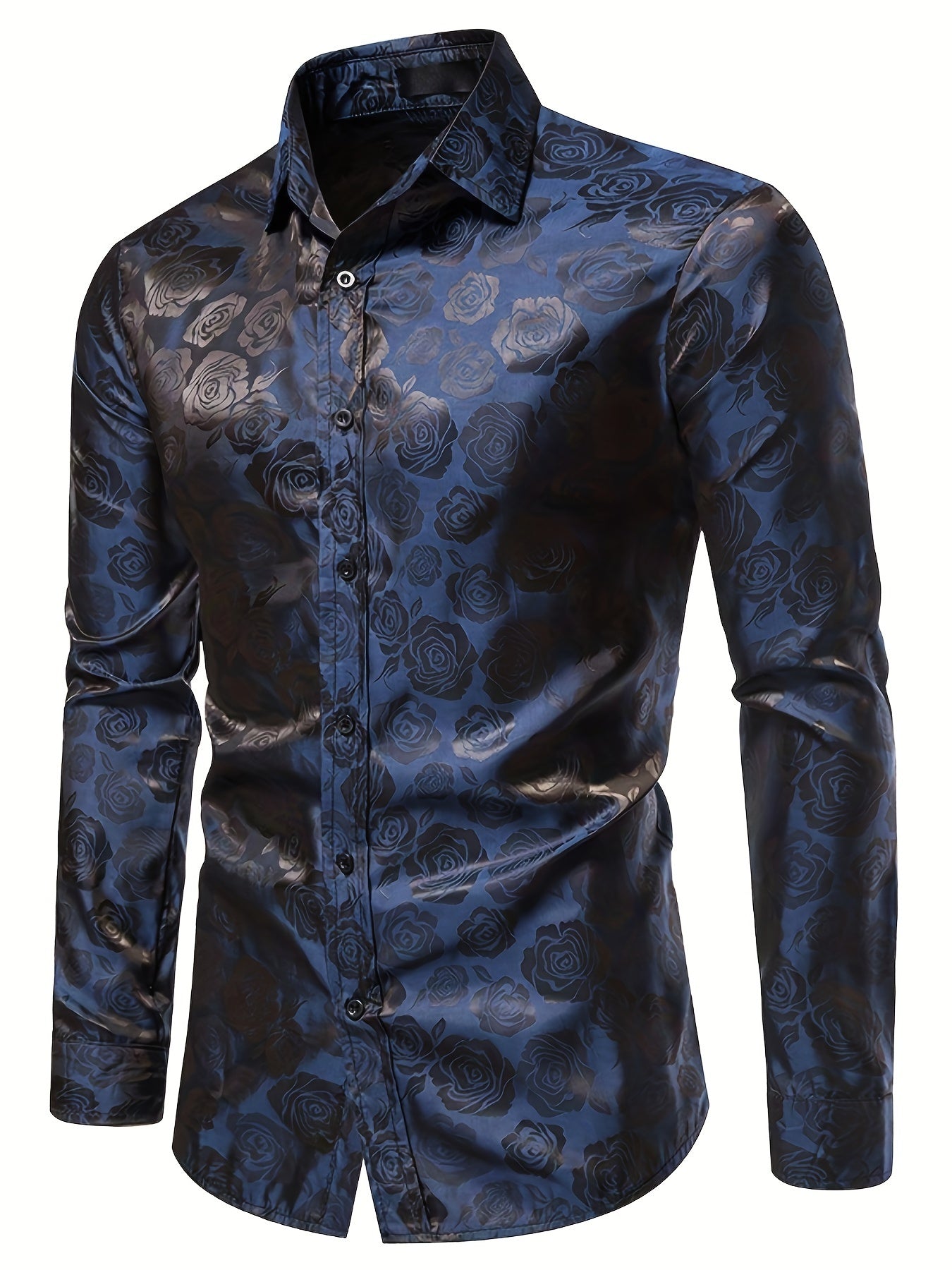 Jacquard Satijnen Overhemd voor Heren | Slim Fit | Luxe Bloemenstructuur
