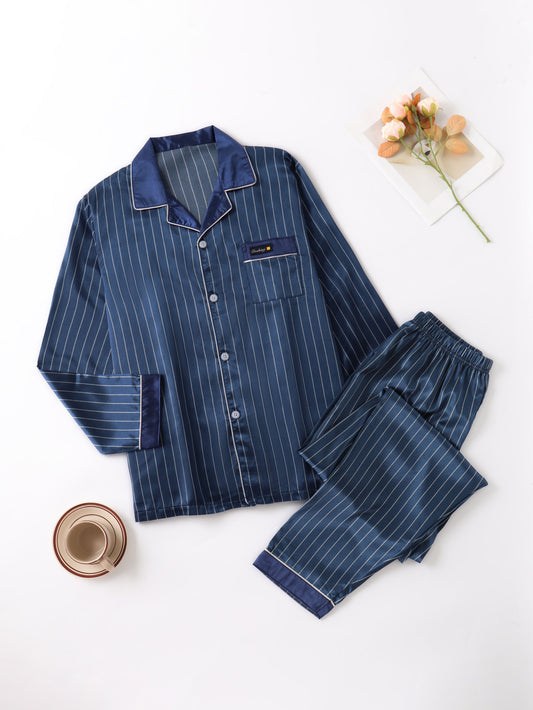 Satijnen Pyjama Heren | Polyester Satijn | Gestreept & Comfortabel