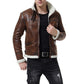 Heren Kunstleren Winterjas | Imitatiebont Voering | Shearling Aviator Style