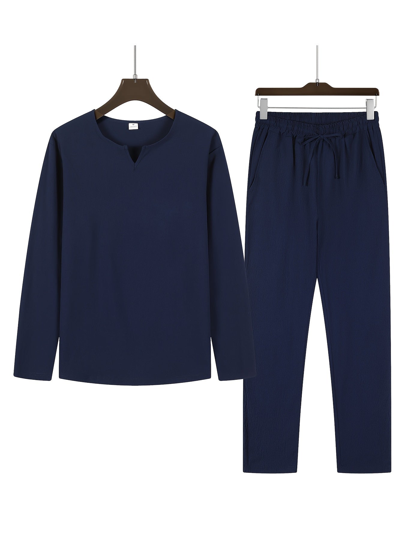 Linnenlook Lounge Set voor Heren | Tuniekstijl Shirt & Relaxed Fit Broek | Zomerse Co-ord Essentials