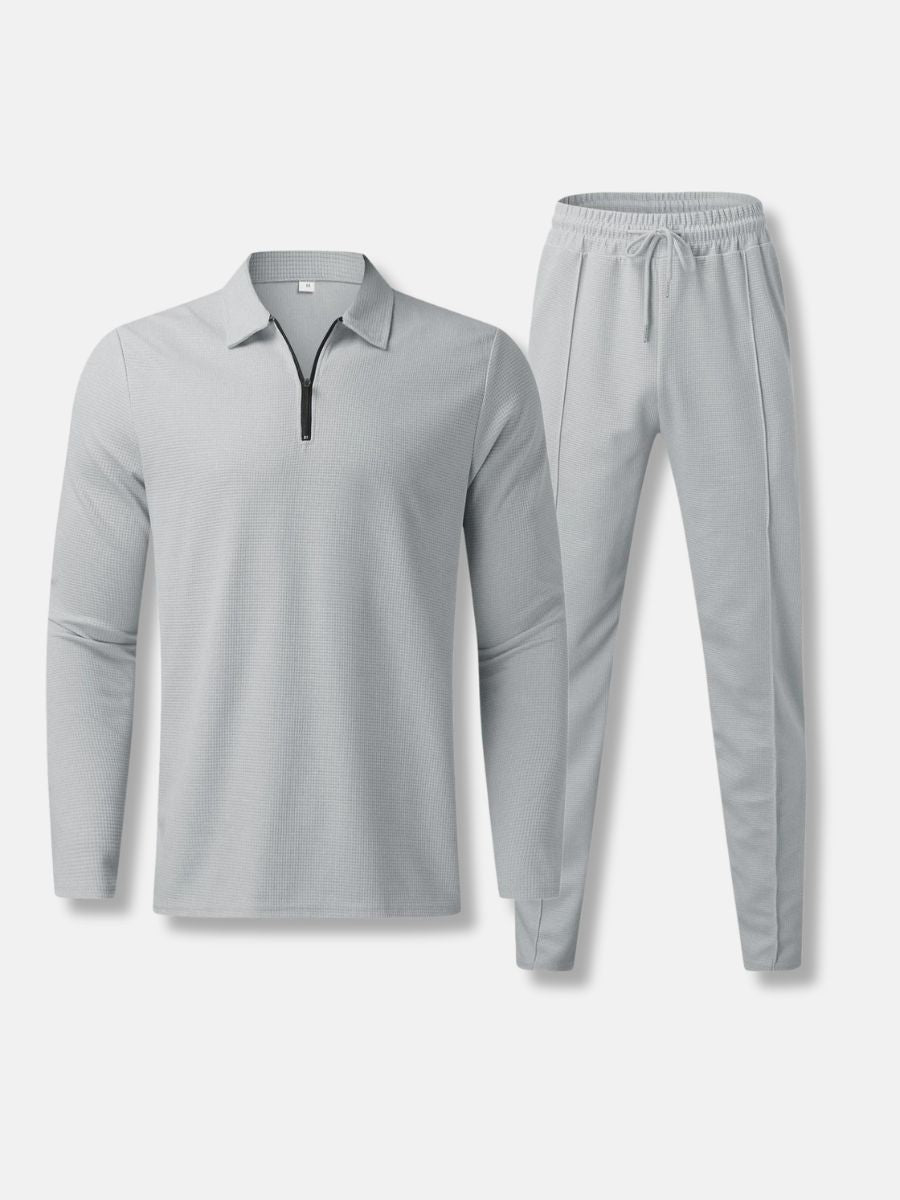 Gebreide Lounge Set | Half-Zip Polo & Jogger | Luxe Minimal Look