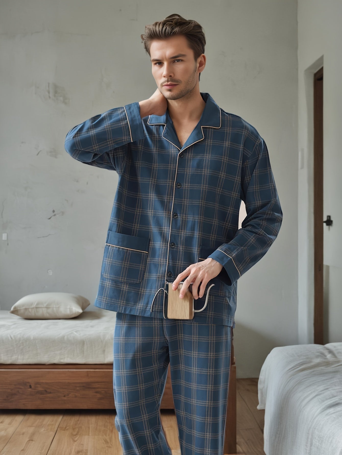 Heren Pyjama Set | Klassiek & Comfortabel | Zachte Stof
