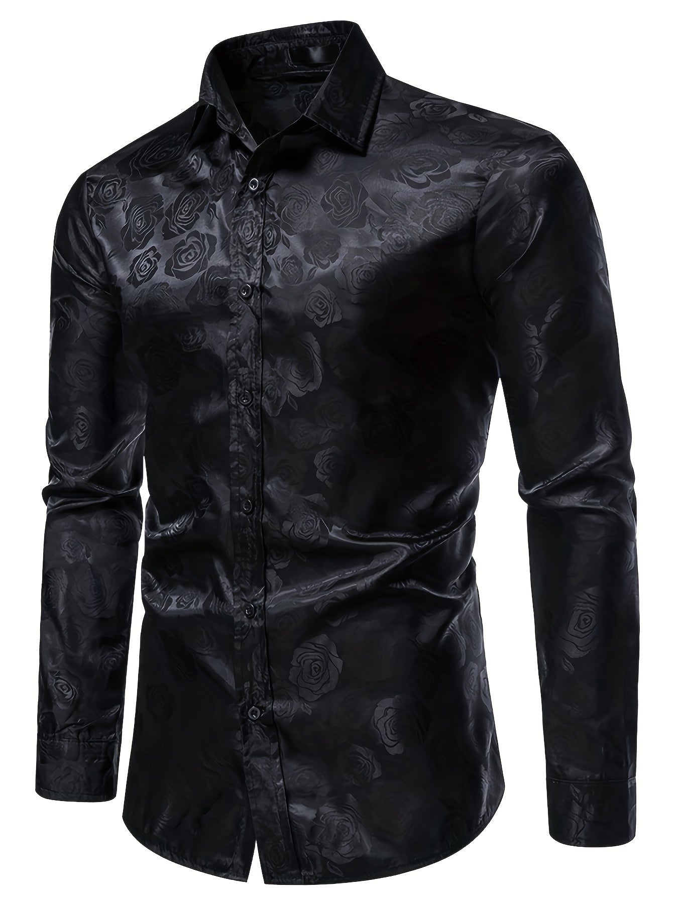 Jacquard Satijnen Overhemd voor Heren | Slim Fit | Luxe Bloemenstructuur