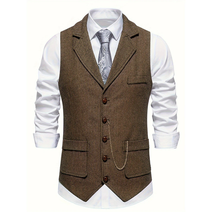 Heren Gilet met Visgraatstructuur | Slim Fit | Dressed Vintage Look