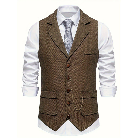 Heren Gilet met Visgraatstructuur | Slim Fit | Dressed Vintage Look