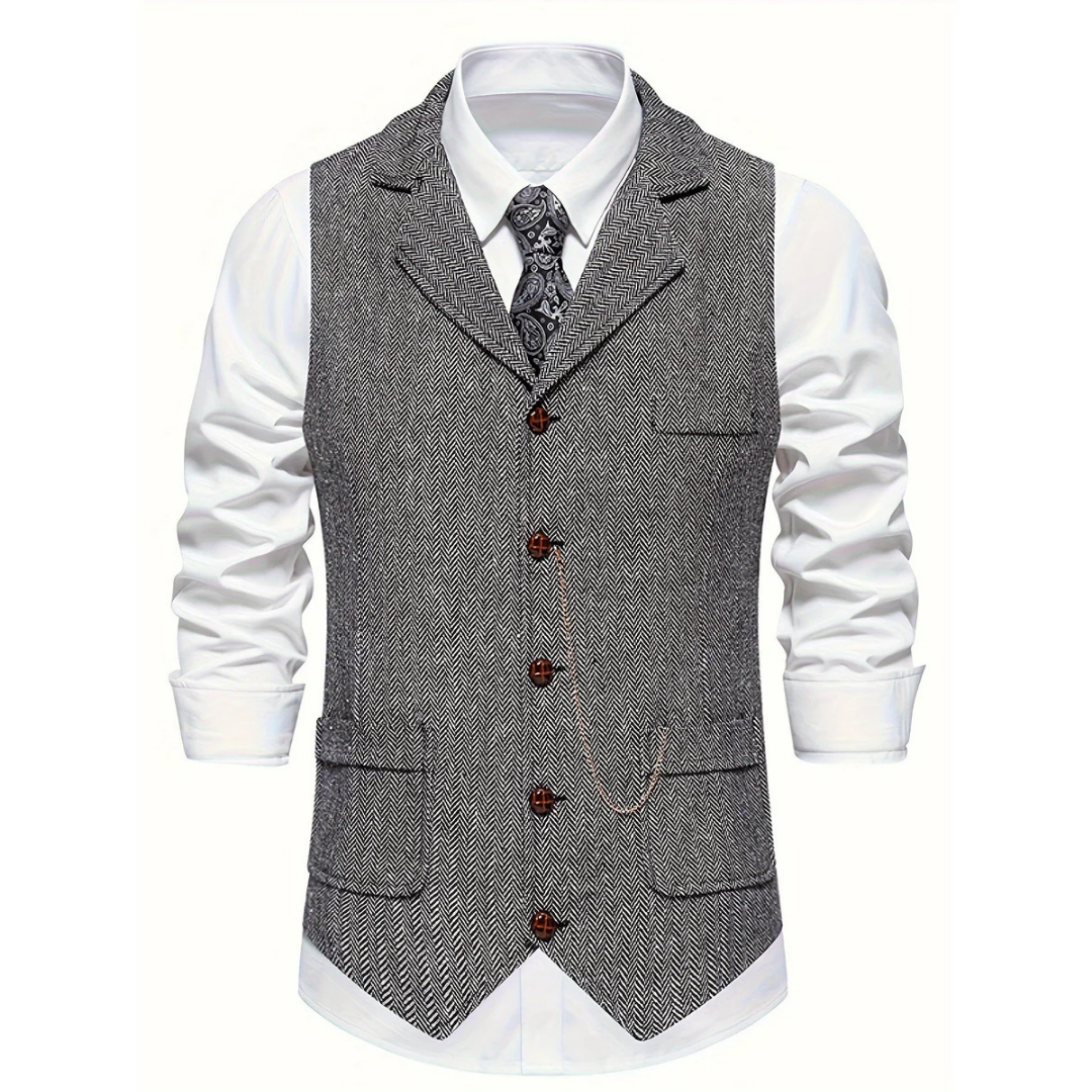 Heren Gilet met Visgraatstructuur | Slim Fit | Dressed Vintage Look