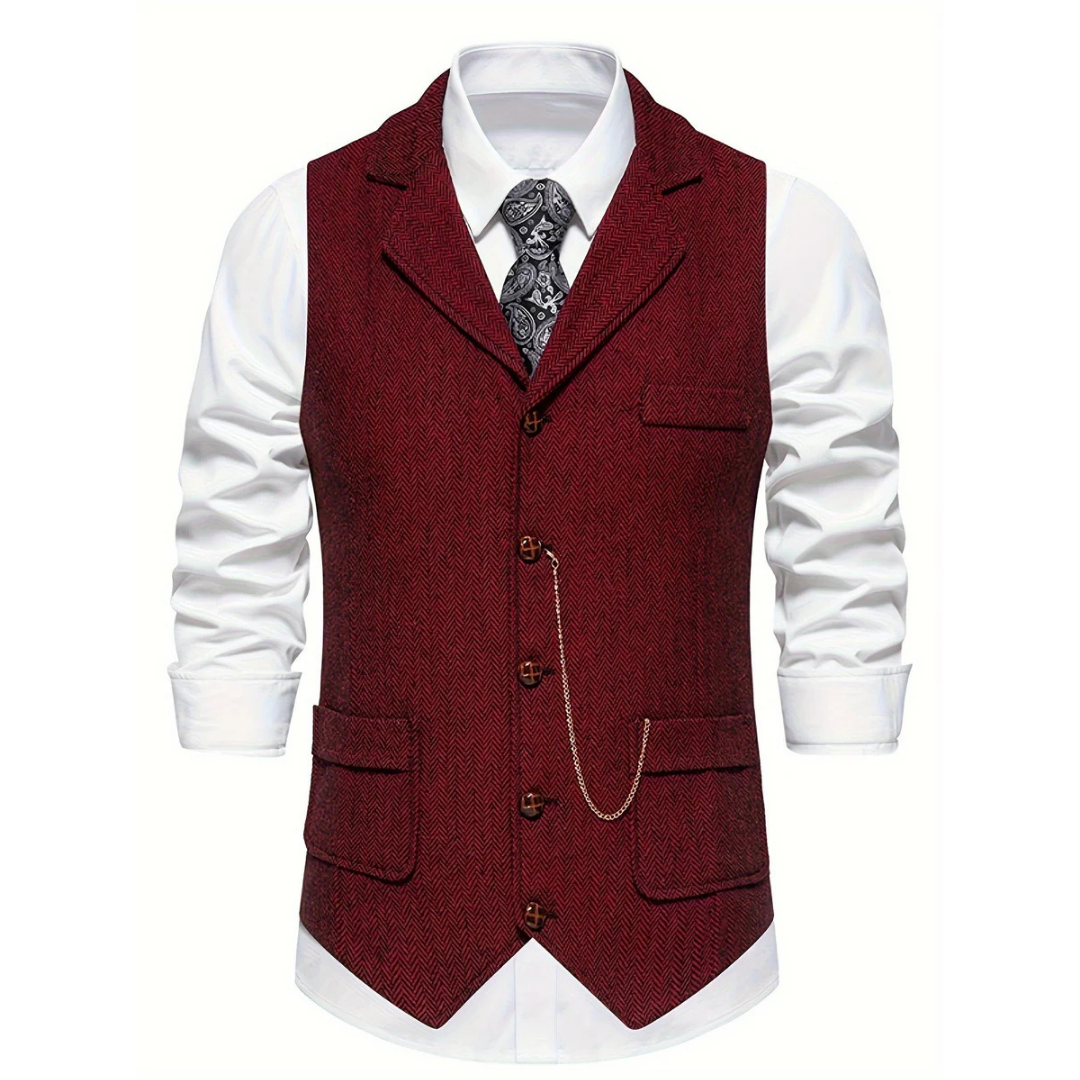 Heren Gilet met Visgraatstructuur | Slim Fit | Dressed Vintage Look