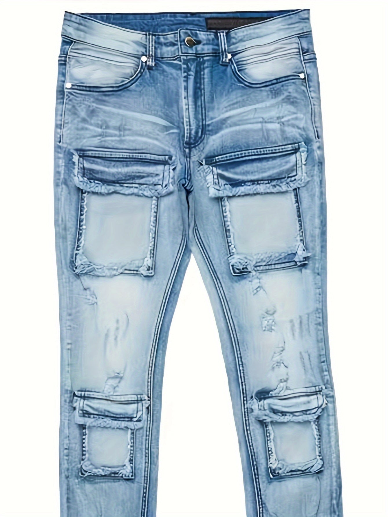 Heren Ripped Cargo Jeans | Slim Fit | Streetwear Denim
