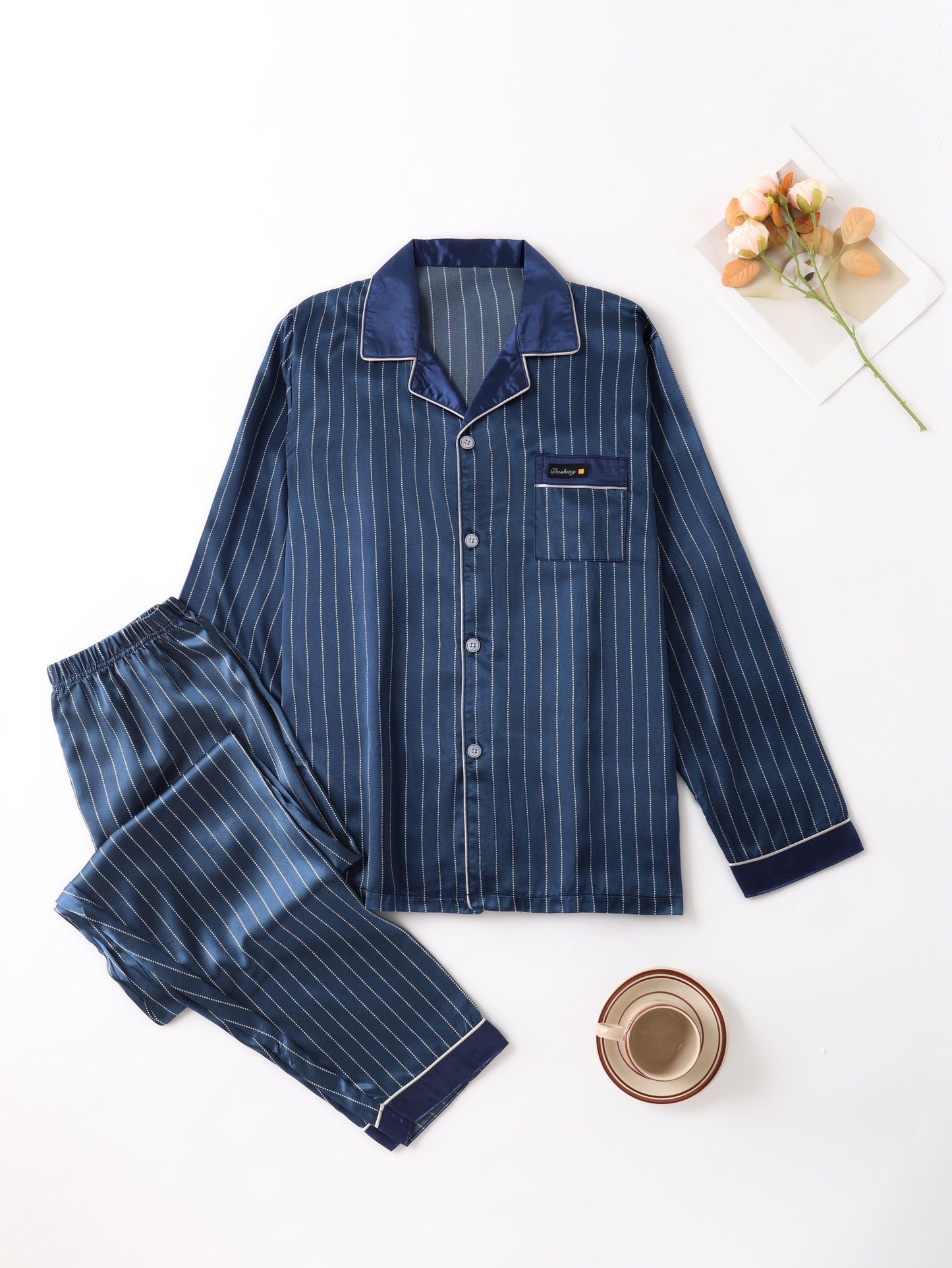 Satijnen Pyjama Heren | Polyester Satijn | Gestreept & Comfortabel