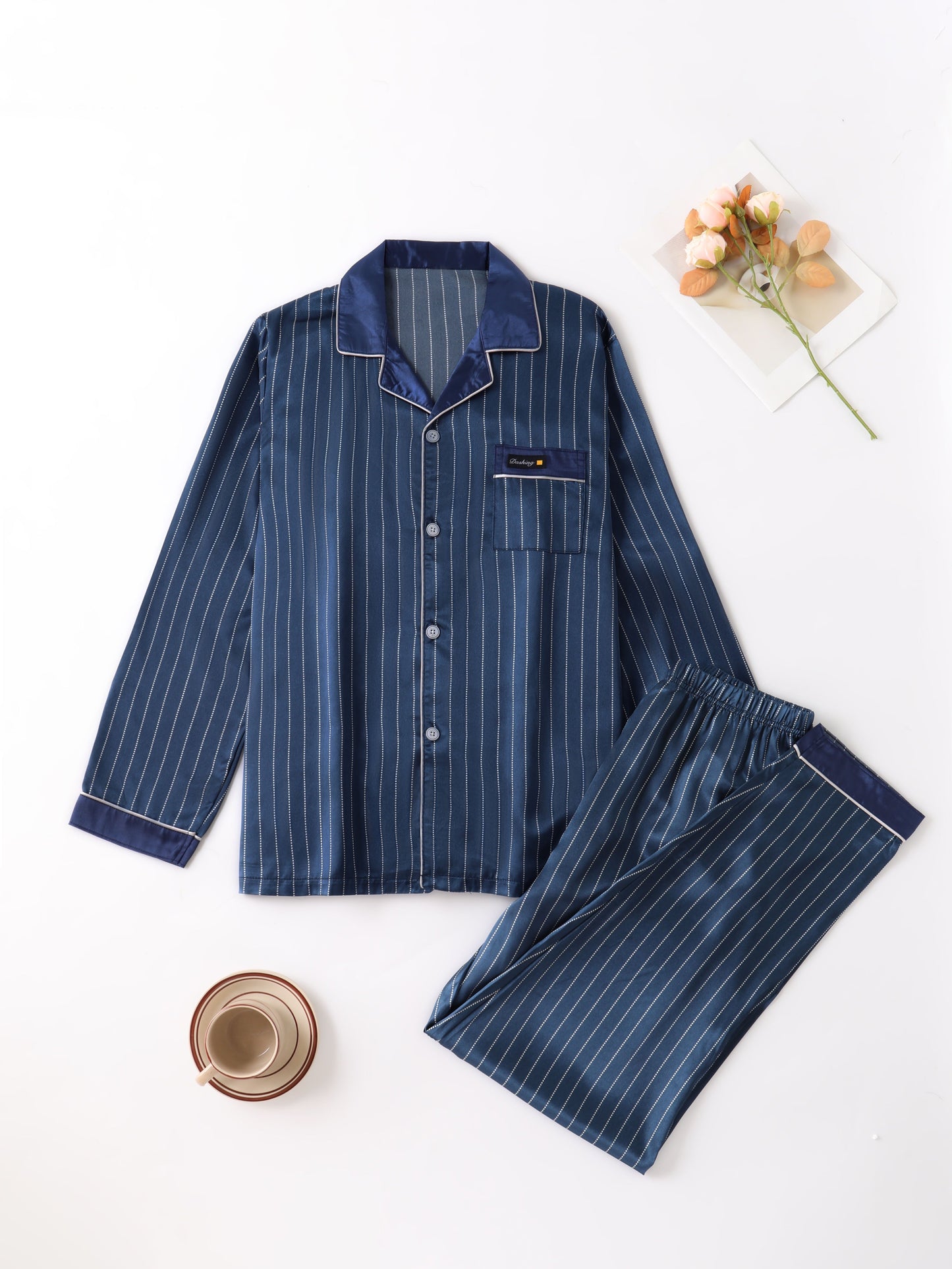 Satijnen Pyjama Heren | Polyester Satijn | Gestreept & Comfortabel
