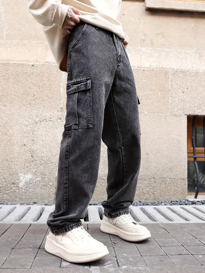 Urban Utility Denim | Cargo Wide-Leg | Gewassen Grijs