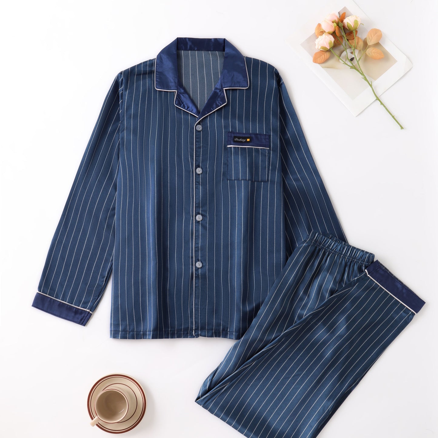 Satijnen Pyjama Heren | Polyester Satijn | Gestreept & Comfortabel