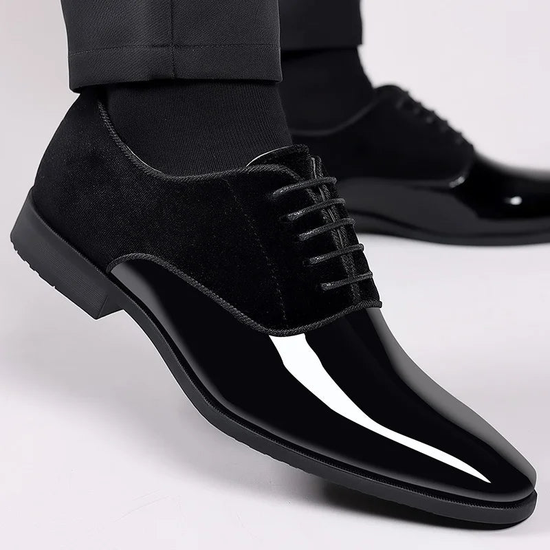 Luxe Lakschoenen Heren | PU Lak & Velvet | Elegant & Feestelijk