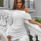 Feather Glam Dress | One-Shoulder Mini | Luxe Pluimen & Drapering