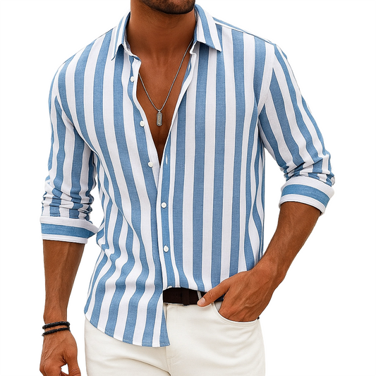 Coastline Stripe Shirt | Verticale Strepen | Zomerse Elegantie