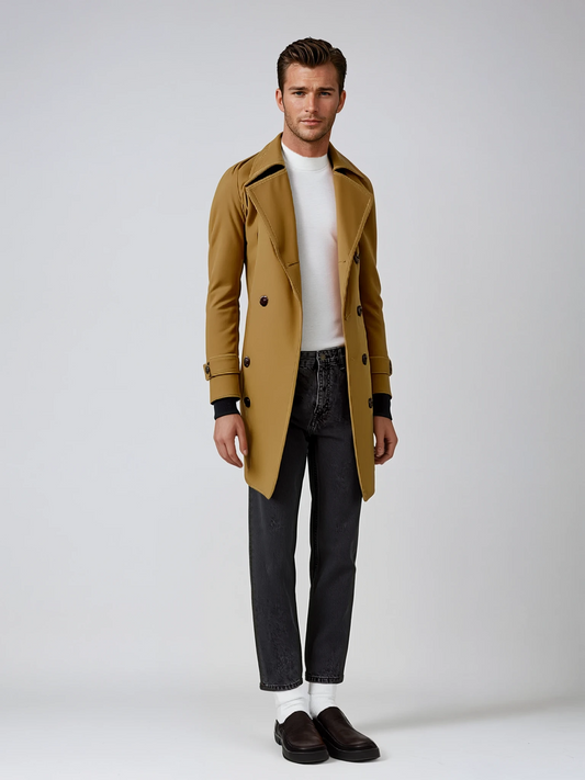 Heren Trenchcoat Lang | Slim Fit | Klassieke City Look