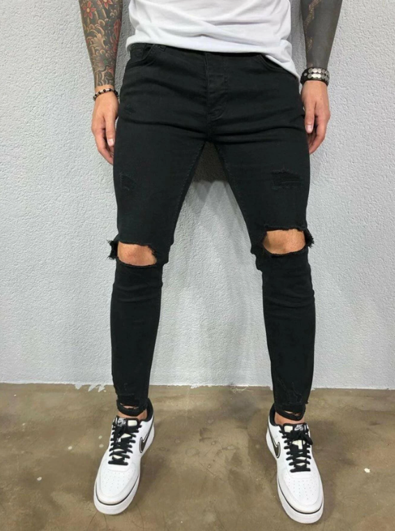 Ripped Street Jeans | Skinny Fit Denim | Destroyed Knieën & Vervaagde Wassing