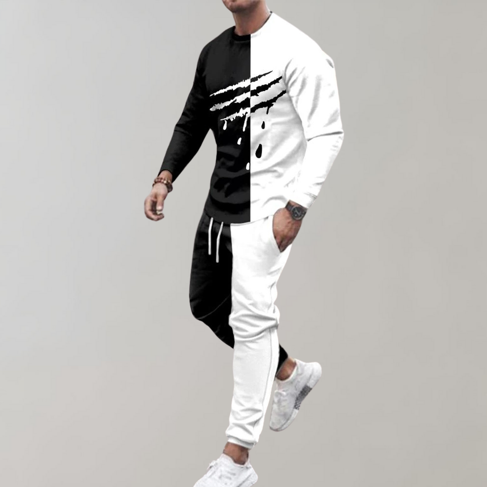 Heren Trainingspak met Claw Print | Colorblock Set | Streetwear met Attitude