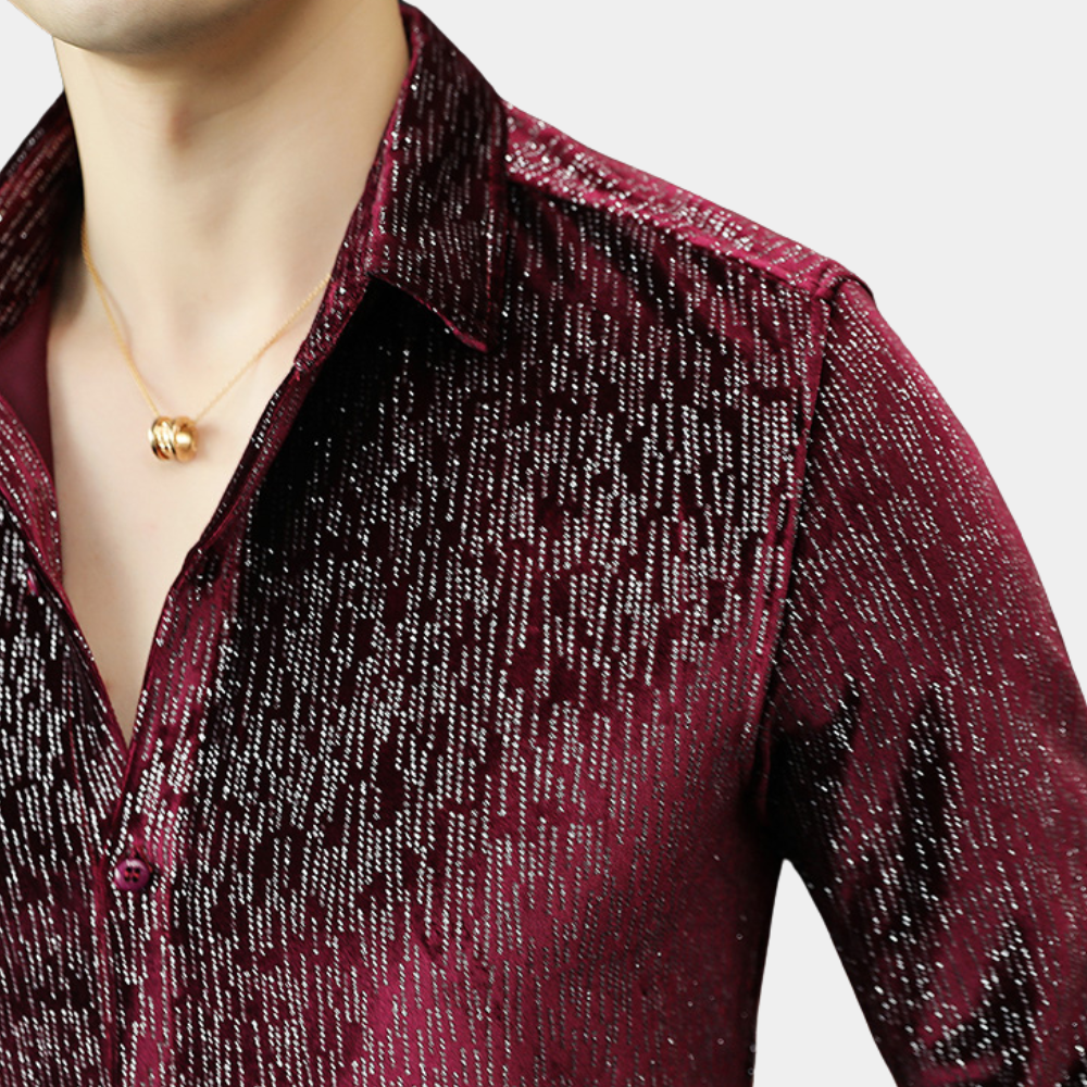 Velvet Luxe Shirt | Glanzende Textuur | Avondwaardige Glamour