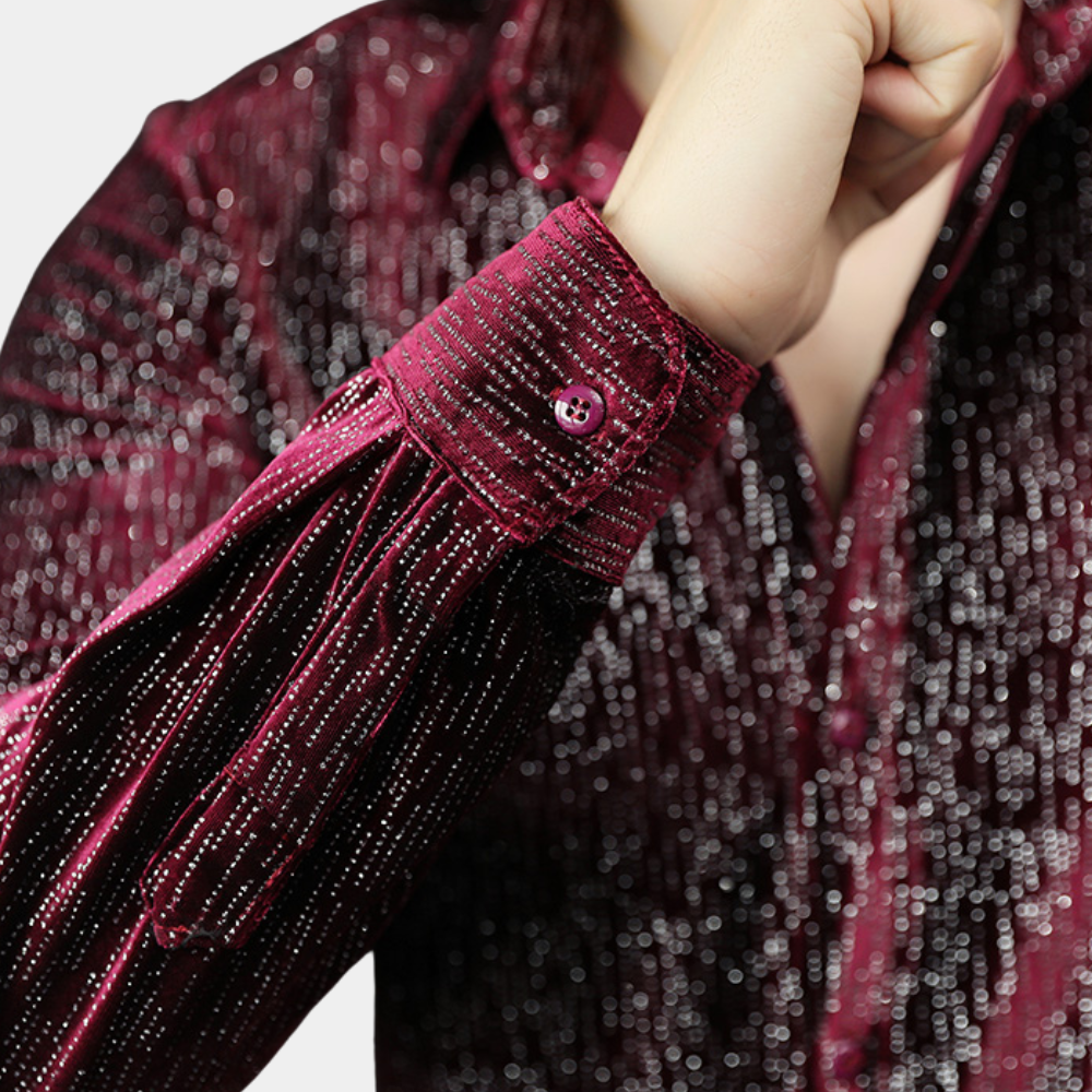 Velvet Luxe Shirt | Glanzende Textuur | Avondwaardige Glamour
